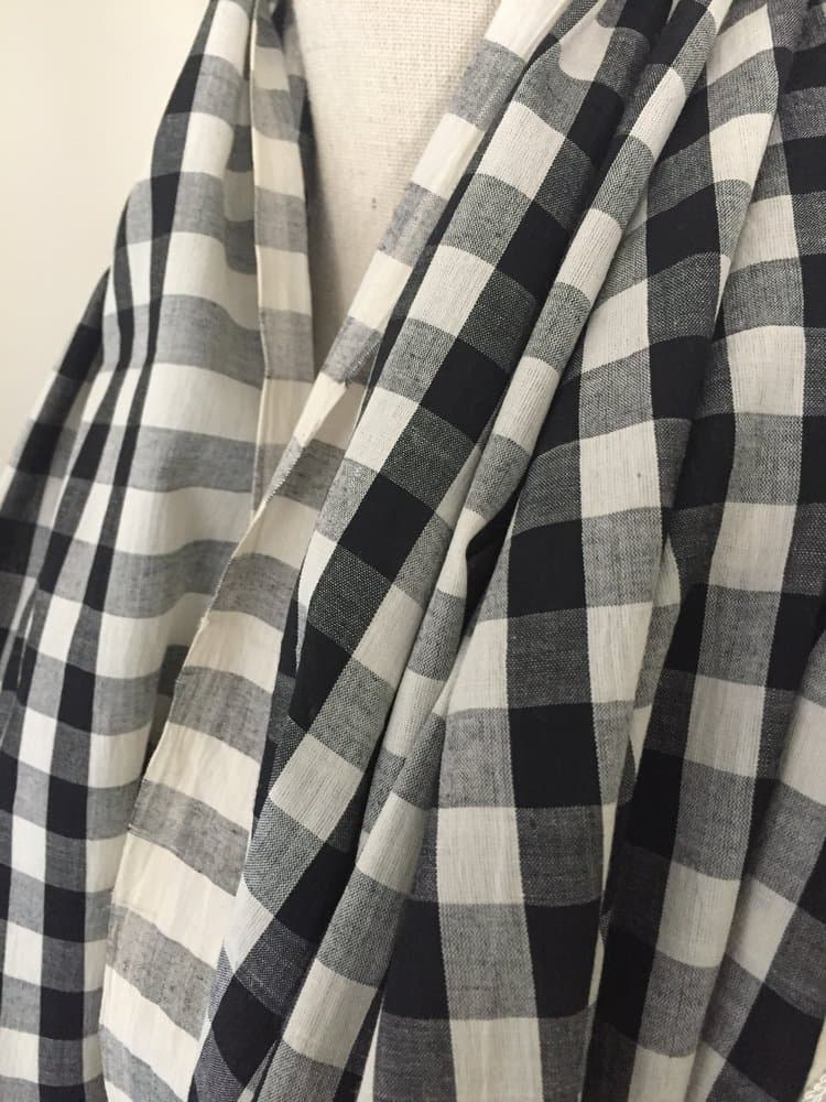 BLACK CHECK MULMUL COTTON SCARF