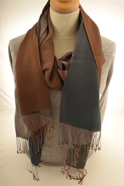 CHIRI BROWN GREY COLOURED CASHMERE SCARF