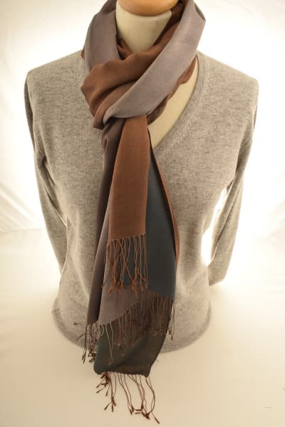 CHIRI BROWN GREY COLOURED CASHMERE SCARF