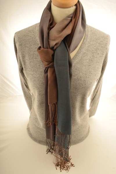CHIRI BROWN GREY COLOURED CASHMERE SCARF