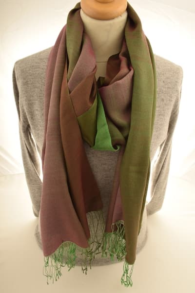 CHIRI GREEN RED COLOURED CASHMERE SCARF