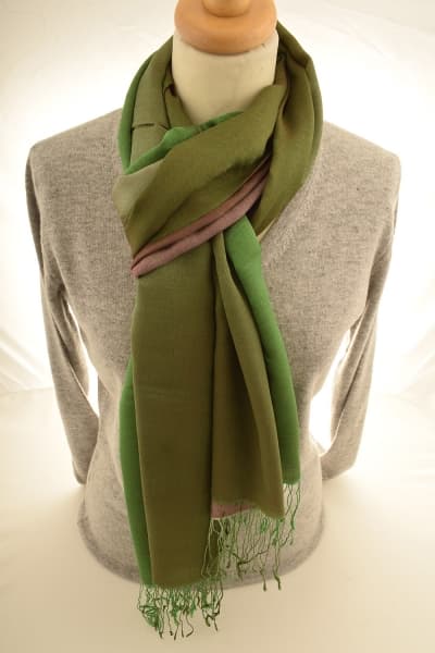 CHIRI GREEN RED COLOURED CASHMERE SCARF