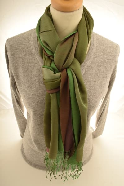 CHIRI GREEN RED COLOURED CASHMERE SCARF