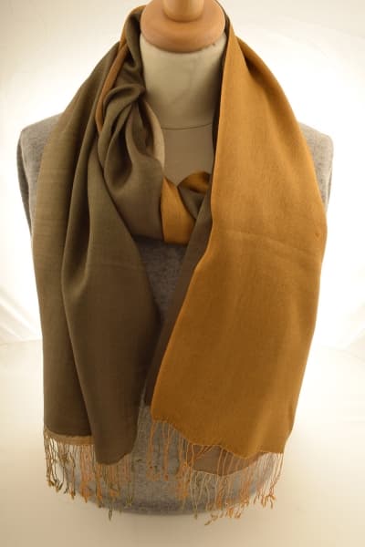 CHIRI YELLOW BROWN COLOURED CASHMERE SCARF