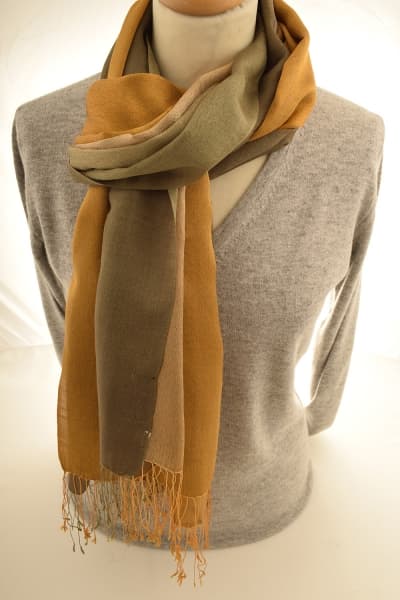 CHIRI YELLOW BROWN COLOURED CASHMERE SCARF