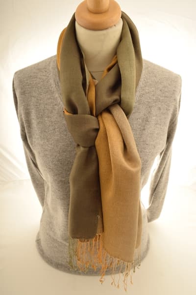 CHIRI YELLOW BROWN COLOURED CASHMERE SCARF