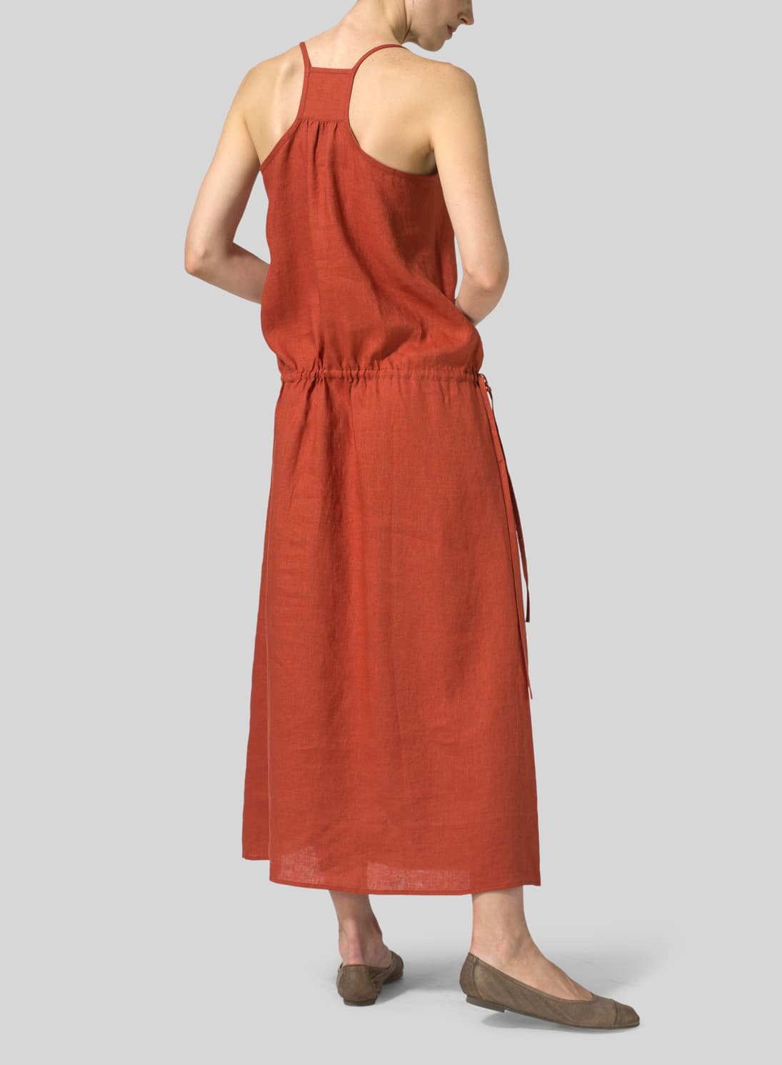 BURNT ORANGE LINEN DRESS
