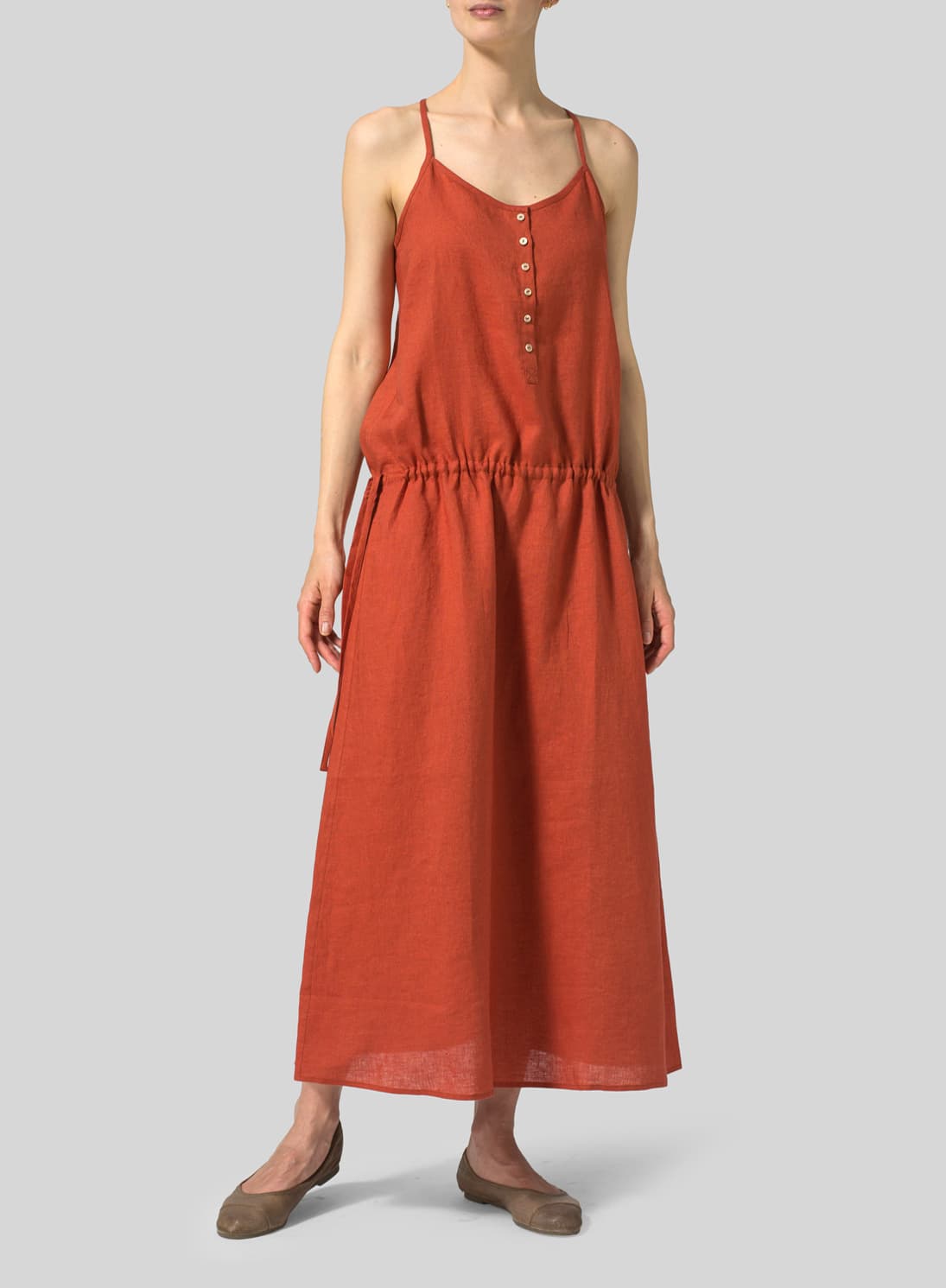 BURNT ORANGE LINEN DRESS