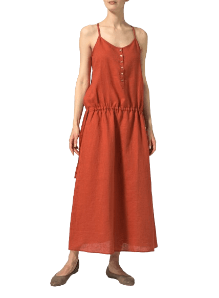 BURNT ORANGE LINEN DRESS