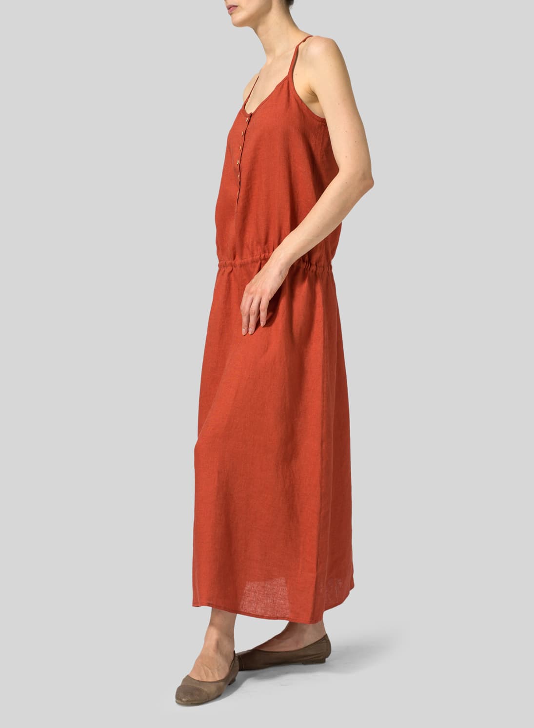 BURNT ORANGE LINEN DRESS