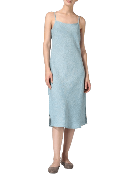 BLUE SLEEVELESS BIAS CUT DRESS