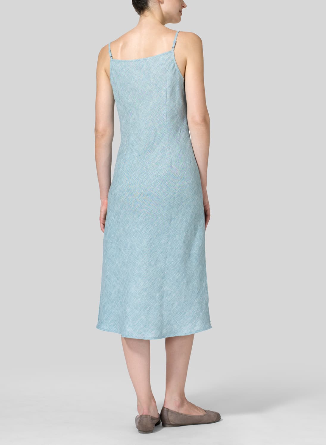 BLUE SLEEVELESS BIAS CUT DRESS