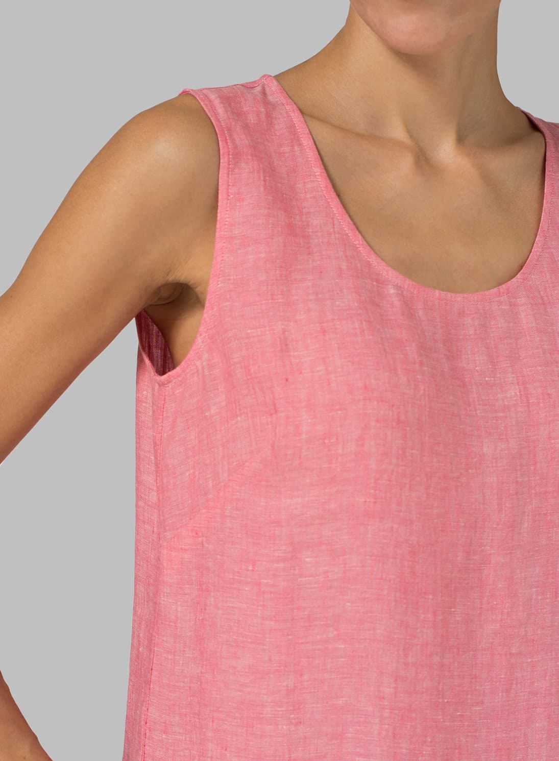 PINK LINEN SLEEVELESS SLIP ON DRESS