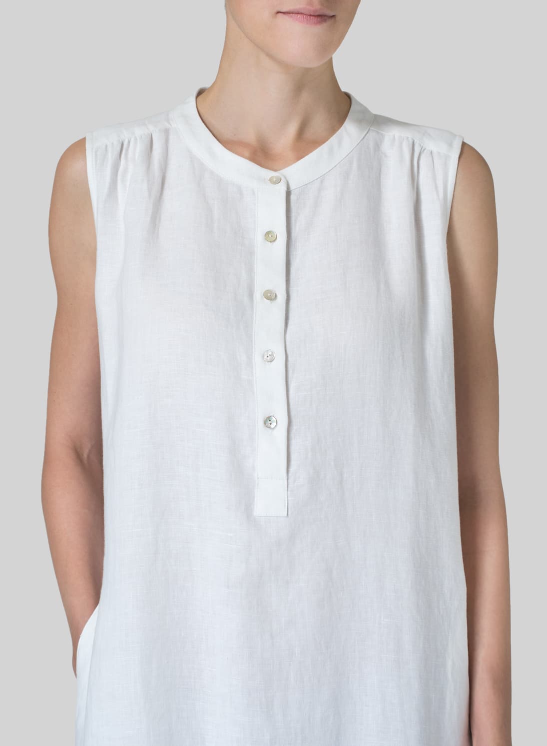 WHITE LINEN SLIP ON DRESS