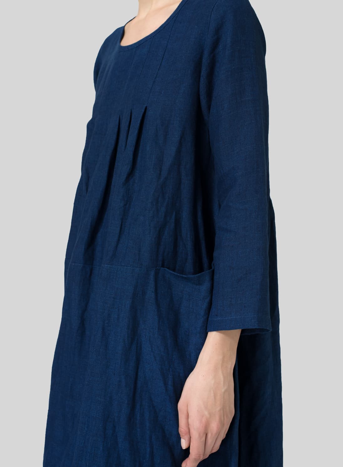 BLUE LINEN MIDI DRESS
