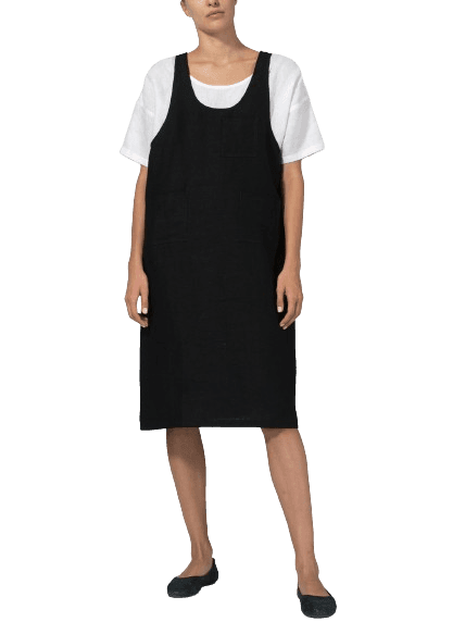 BLACK LINEN OVERALL DRESS