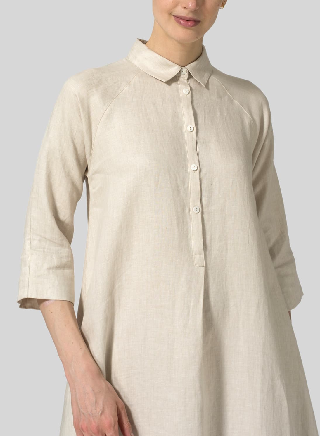 WHITE SAND LINEN FLARE DRESS