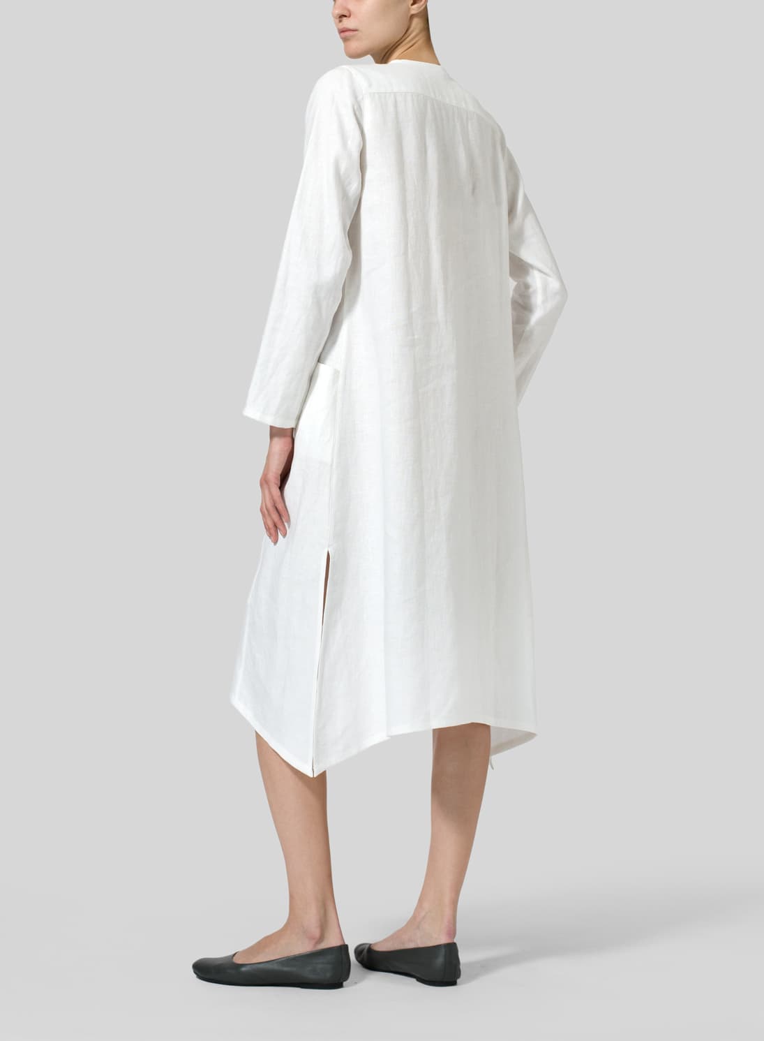WHITE LINEN WRAP DRESS
