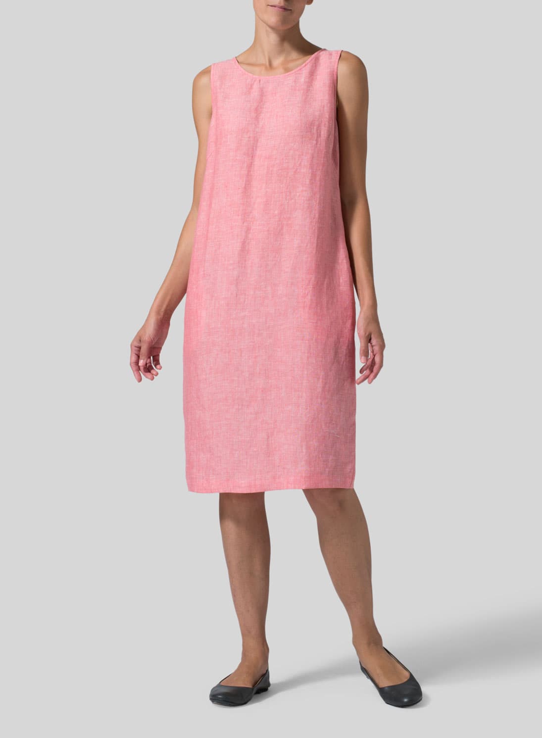 SAKURA PINK LINEN SLEEVELESS MID LENGTH DRESS