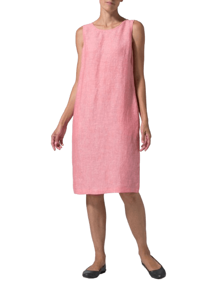 SAKURA PINK LINEN SLEEVELESS MID LENGTH DRESS