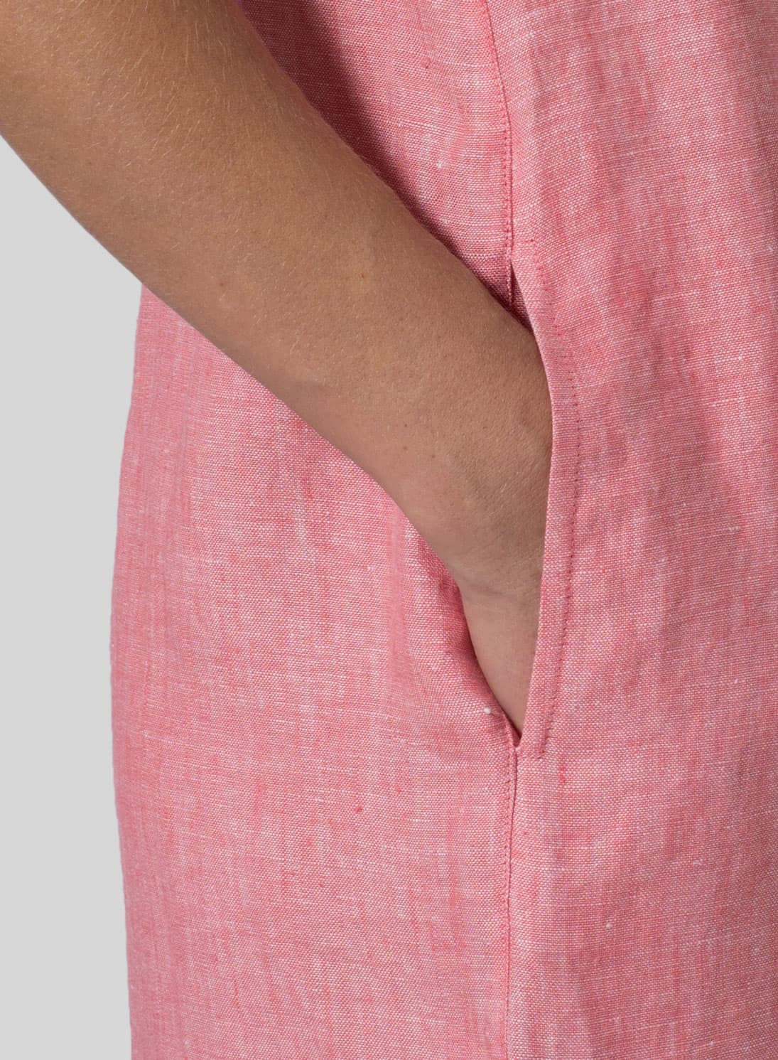 SAKURA PINK LINEN SLEEVELESS MID LENGTH DRESS