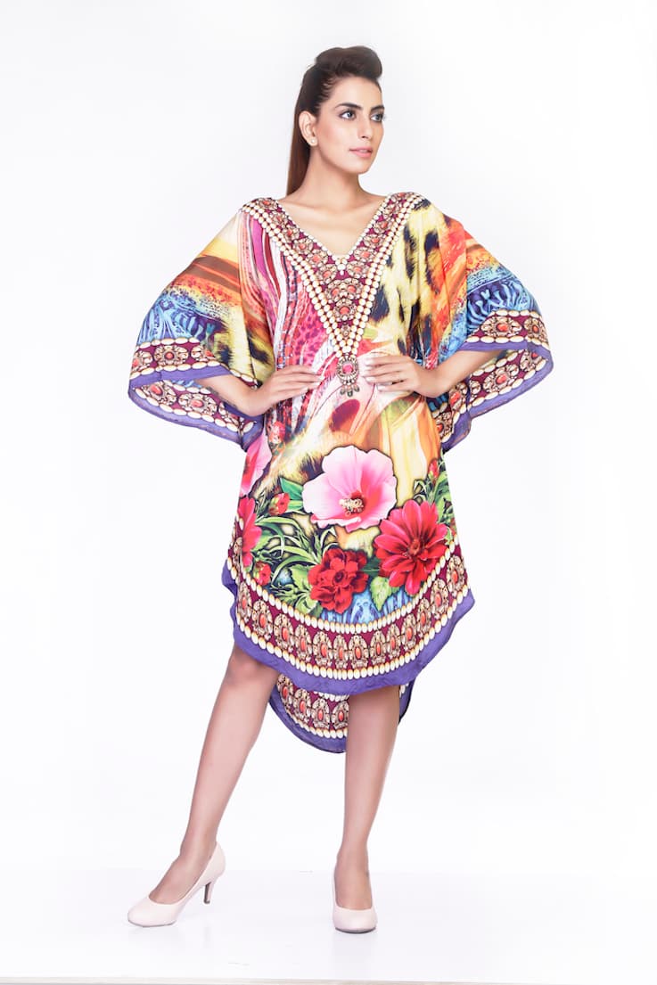 FLOWER PRINT ROUND SHAPE CAFTAN