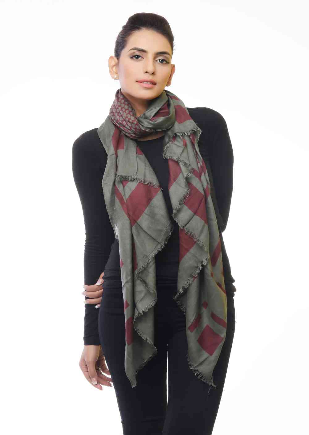 VISCOSE CHECK PRINTED SCARF