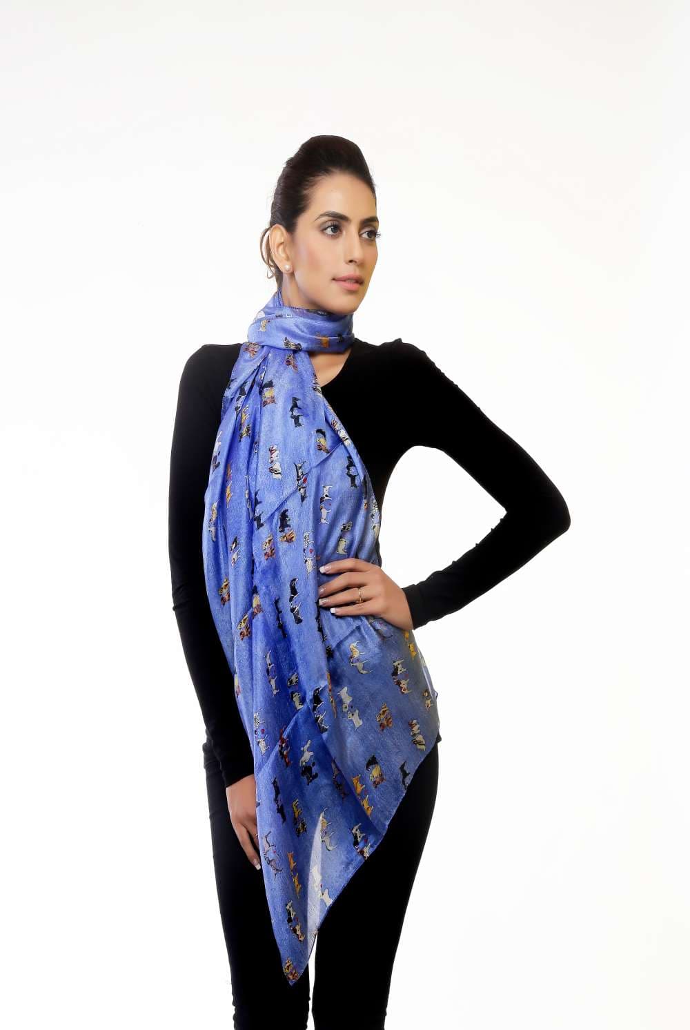 CAT PRINT SILK SCARF
