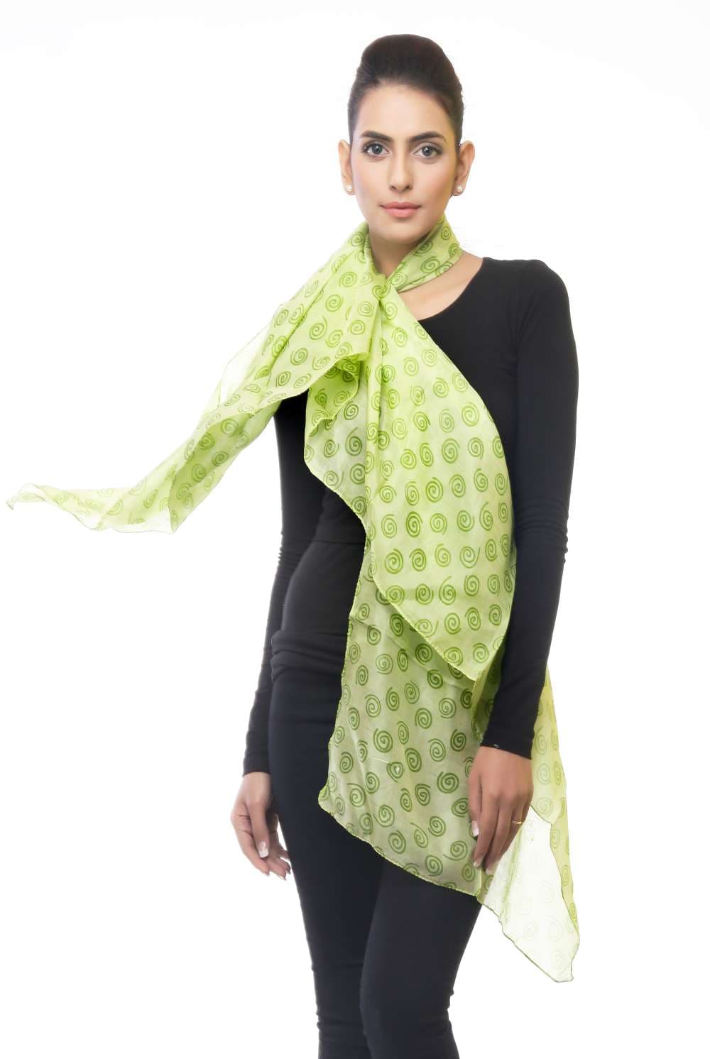 SPIRAL PRINT SILK SCARF