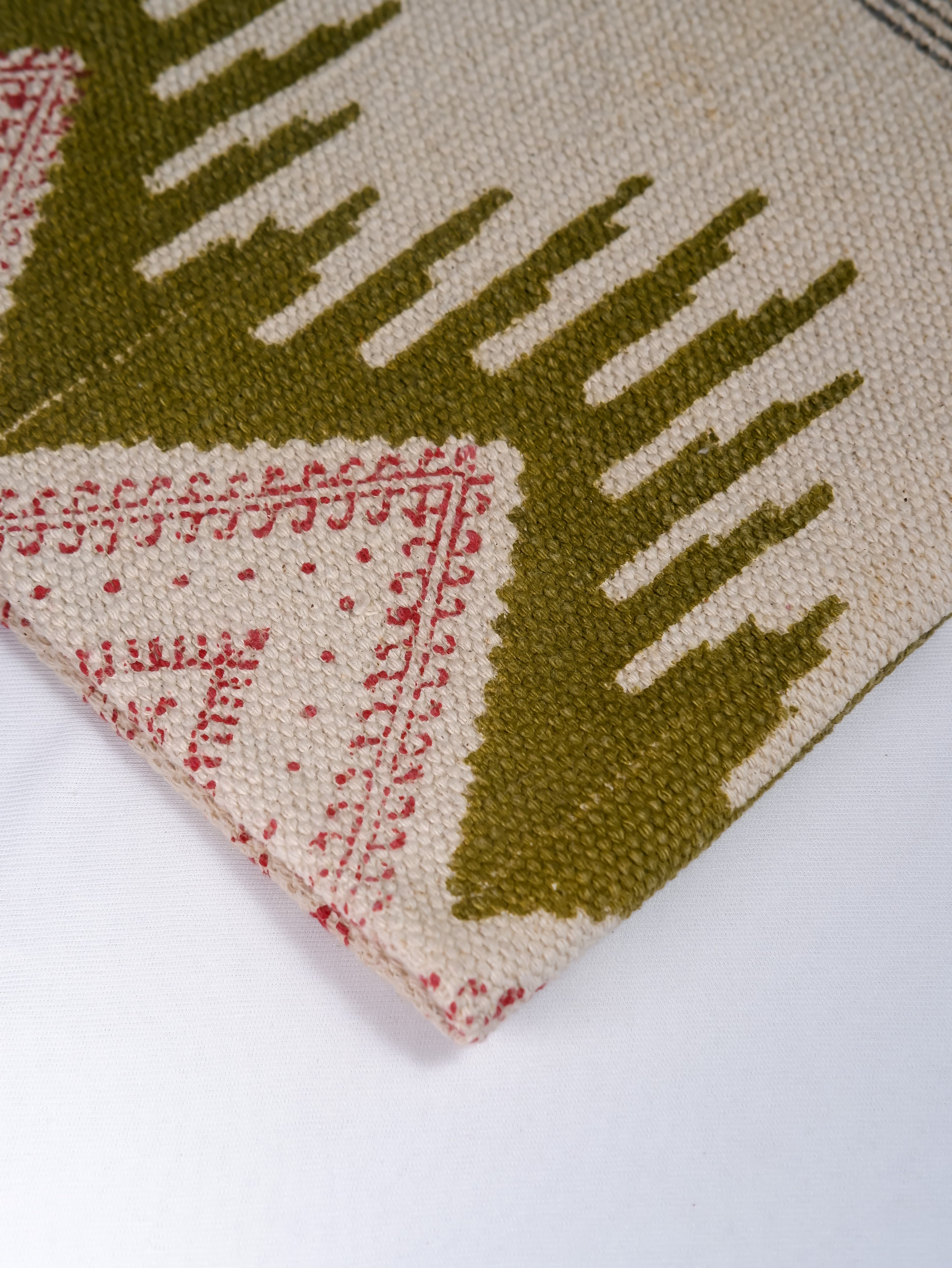 INDIAN DHURRIE MULTI BLOCK PRINTED COTTON RUG
