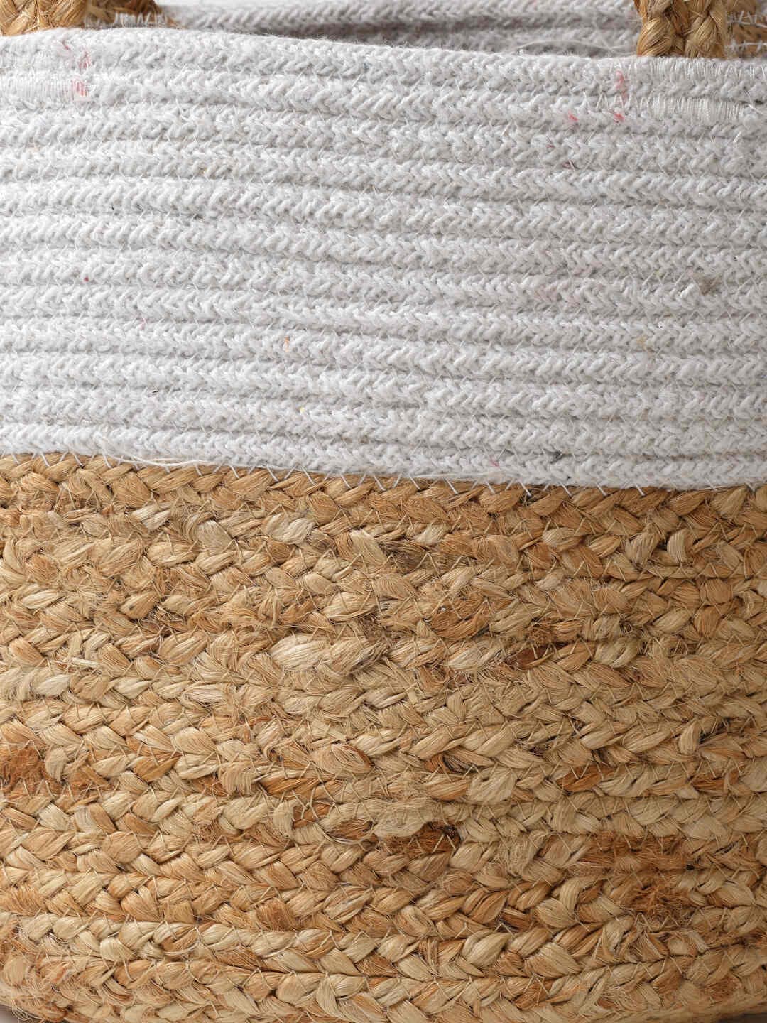 CONCEPTS SET OF 3 BEIGE STRIPED BRAIDED JUTE HANDBAG