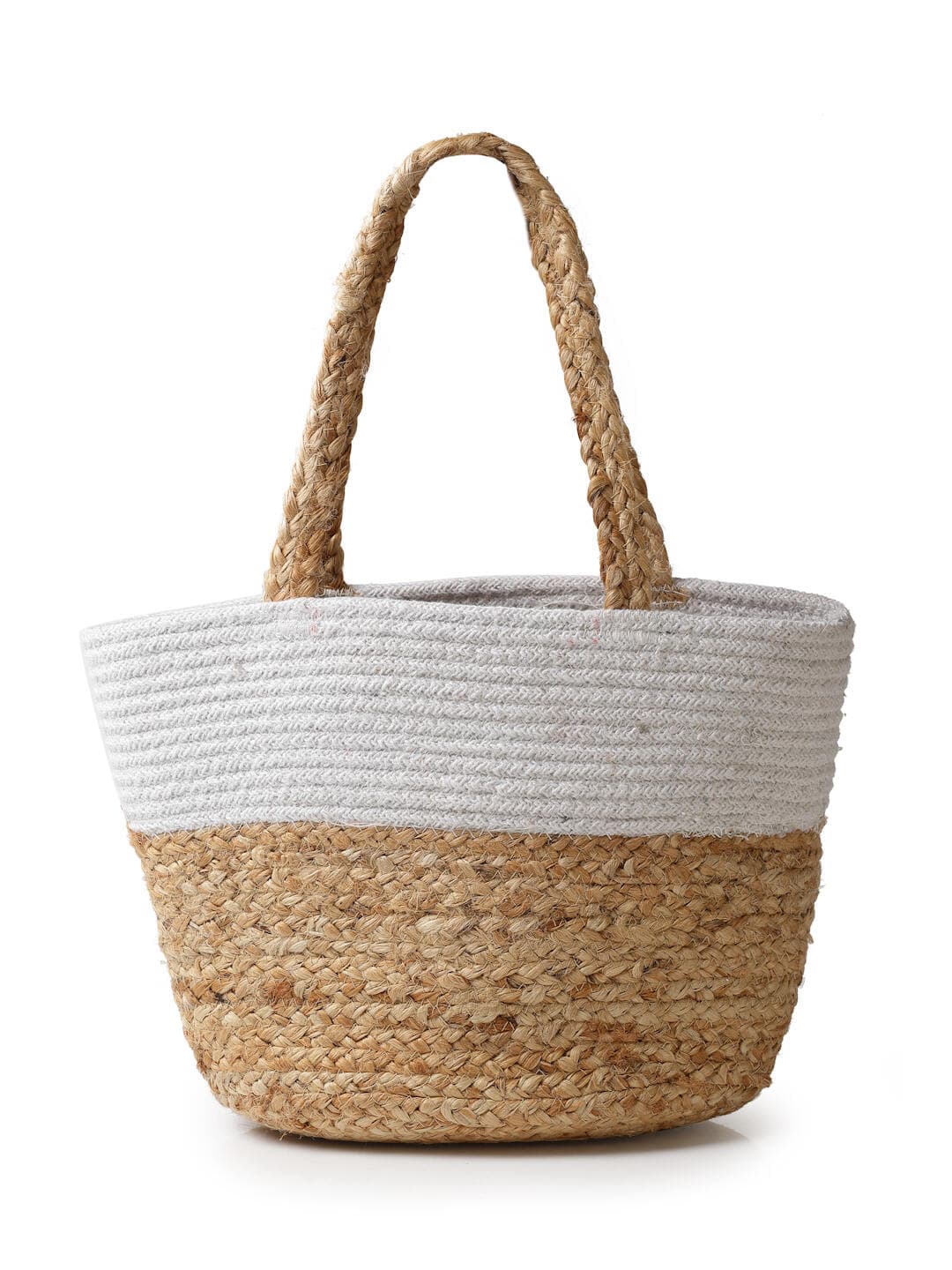 CONCEPTS SET OF 3 BEIGE STRIPED BRAIDED JUTE HANDBAG