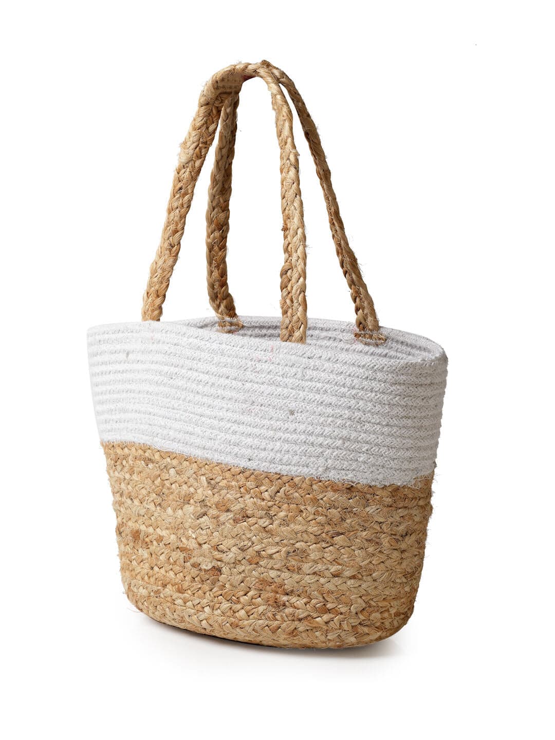 CONCEPTS SET OF 3 BEIGE STRIPED BRAIDED JUTE HANDBAG