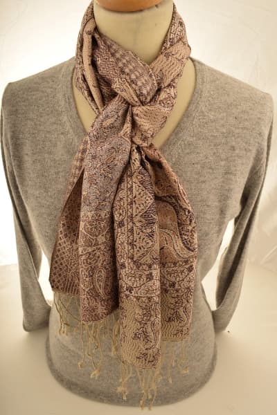 FOHAR GOLD SILVER COLOURED CASHMERE SCARF