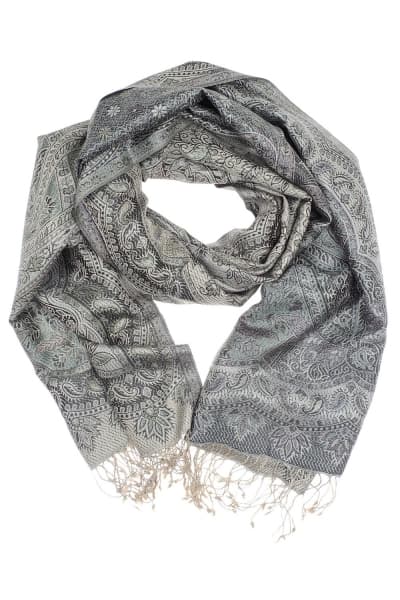 FOHAR GRAY SILVER COLOURED CASHMERE SCARF