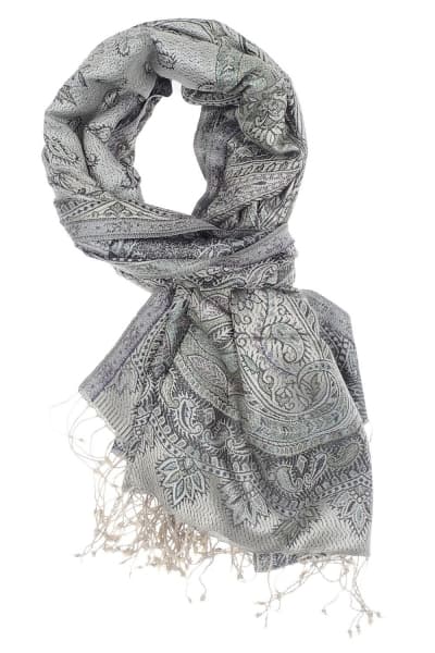FOHAR GRAY SILVER COLOURED CASHMERE SCARF
