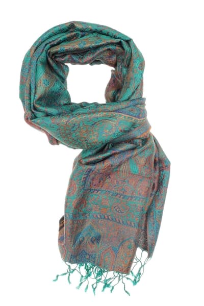 FOHAR GREEN RUST COLOURED CASHMERE SCARF