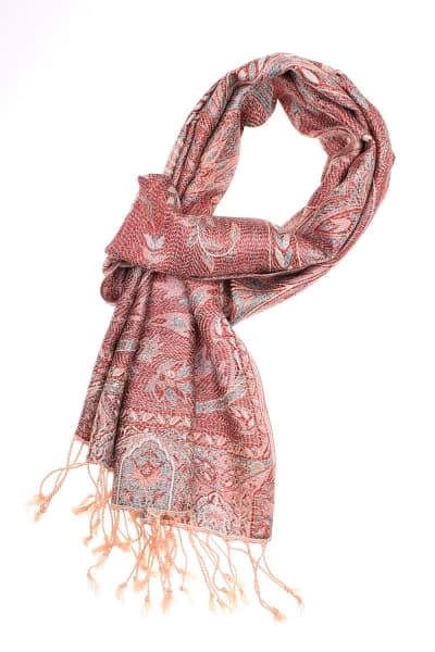 FOHAR MAROON SILVER COLOURED CASHMERE SCARF