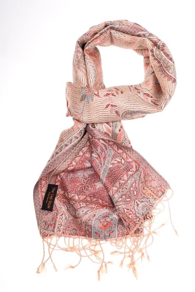FOHAR MAROON SILVER COLOURED CASHMERE SCARF