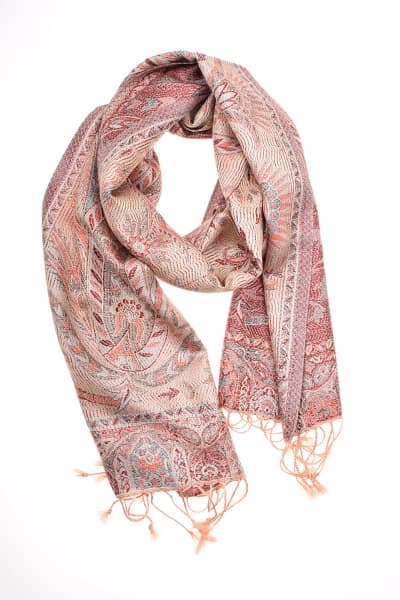 FOHAR MAROON SILVER COLOURED CASHMERE SCARF