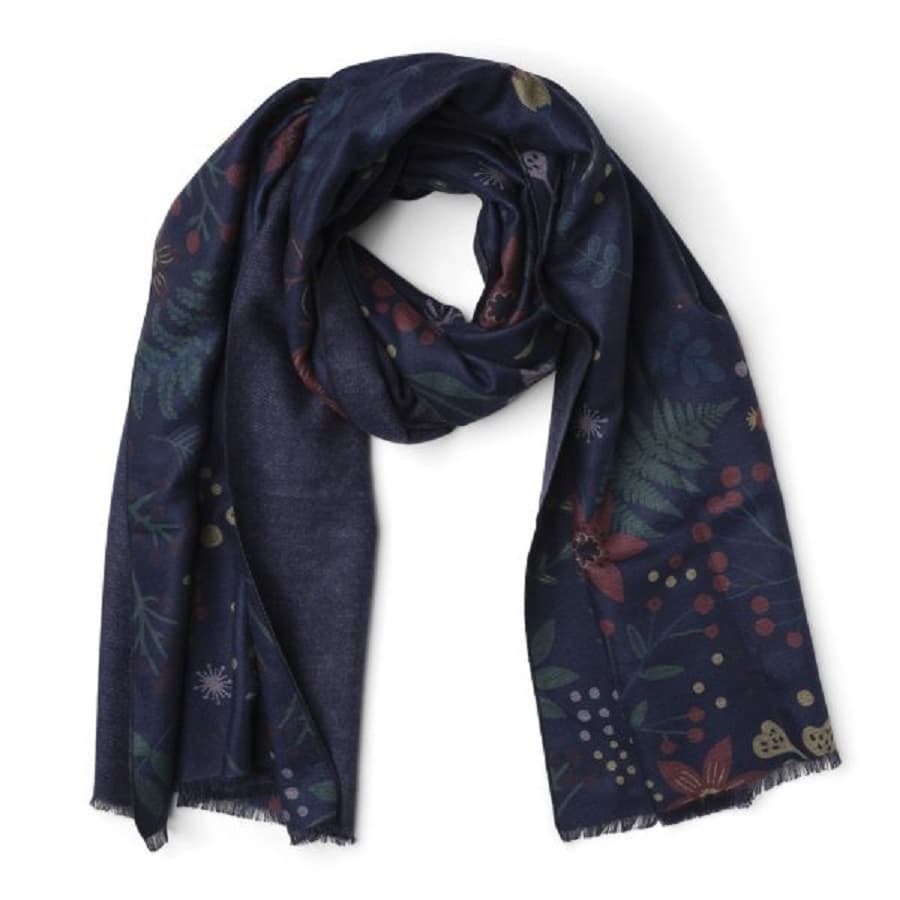 HARVEST NAVY FLAT PRINTED COTTON SCARF