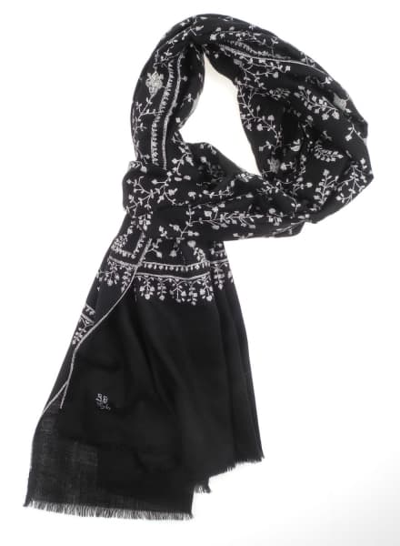 HARDU BLACK COLOURED CASHMERE SCARF