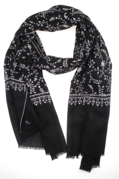 HARDU BLACK COLOURED CASHMERE SCARF
