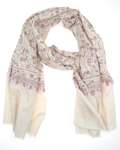 HARDU WHITE COLOURED CASHMERE SCARF