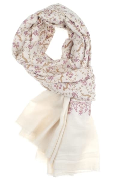 HARDU WHITE COLOURED CASHMERE SCARF