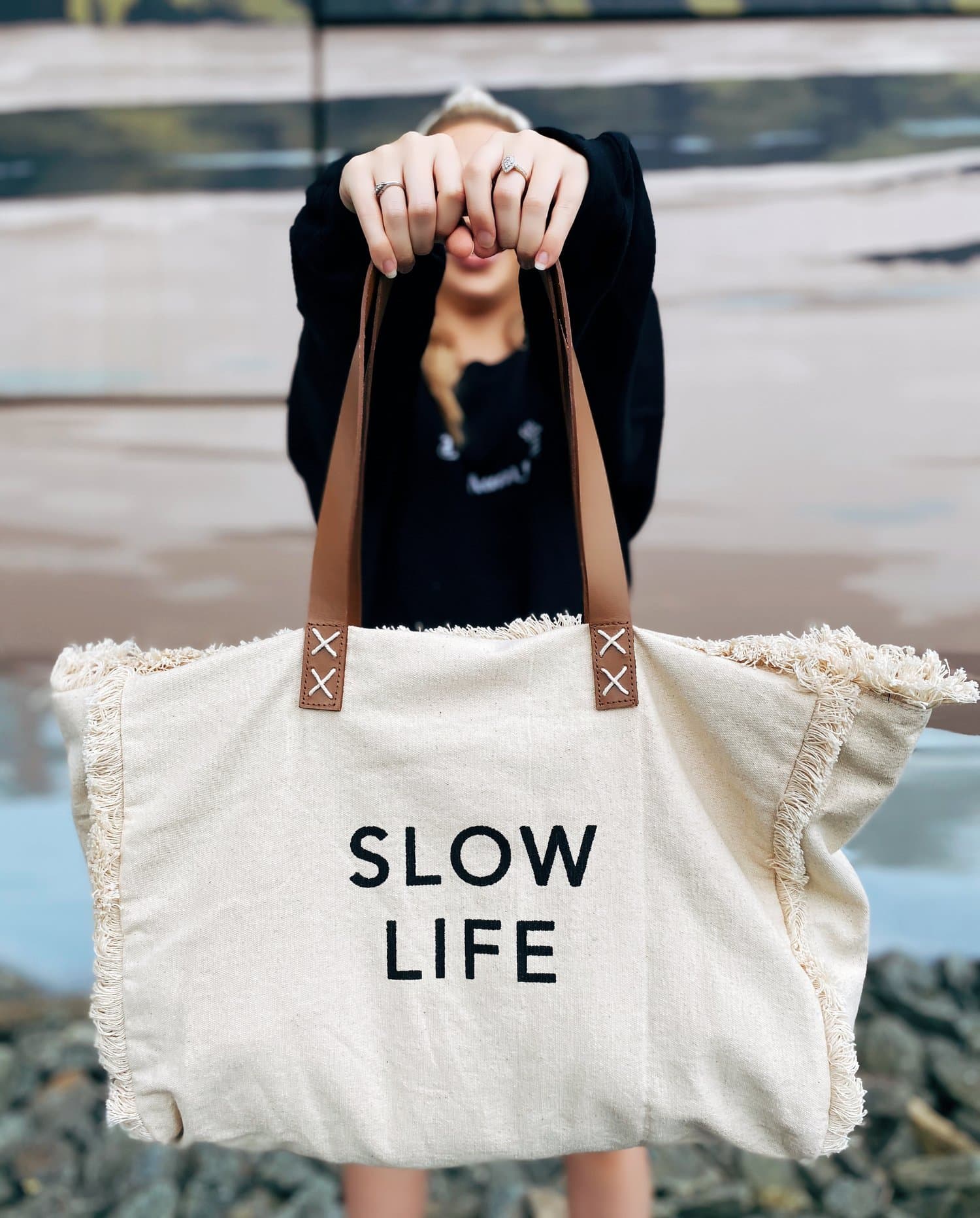 SLOW LIFE  PRINT BEACH BAG