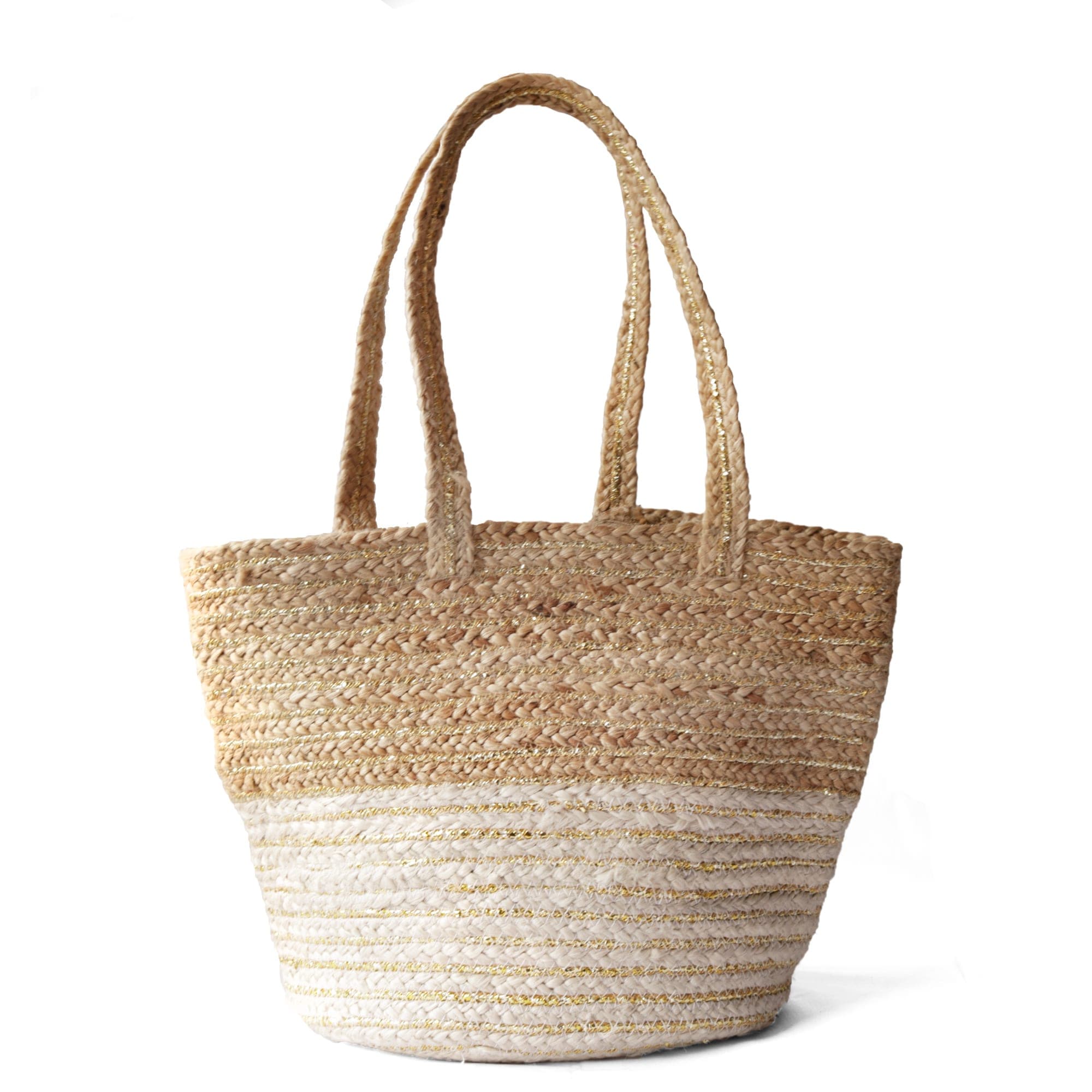 HANDMADE NATURAL JUTE TOTE BAG SILVER