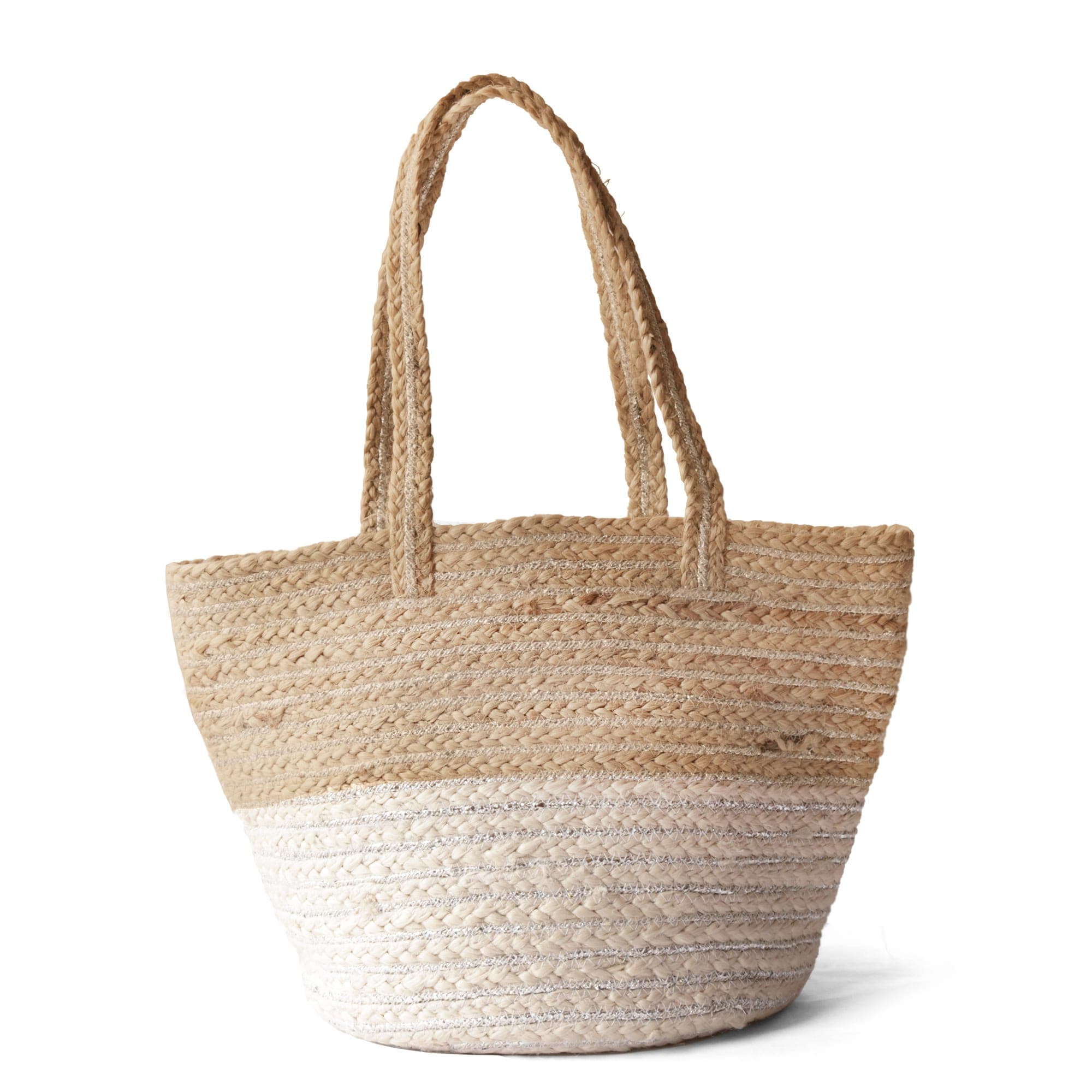 HANDMADE NATURAL JUTE TOTE BAG SILVER