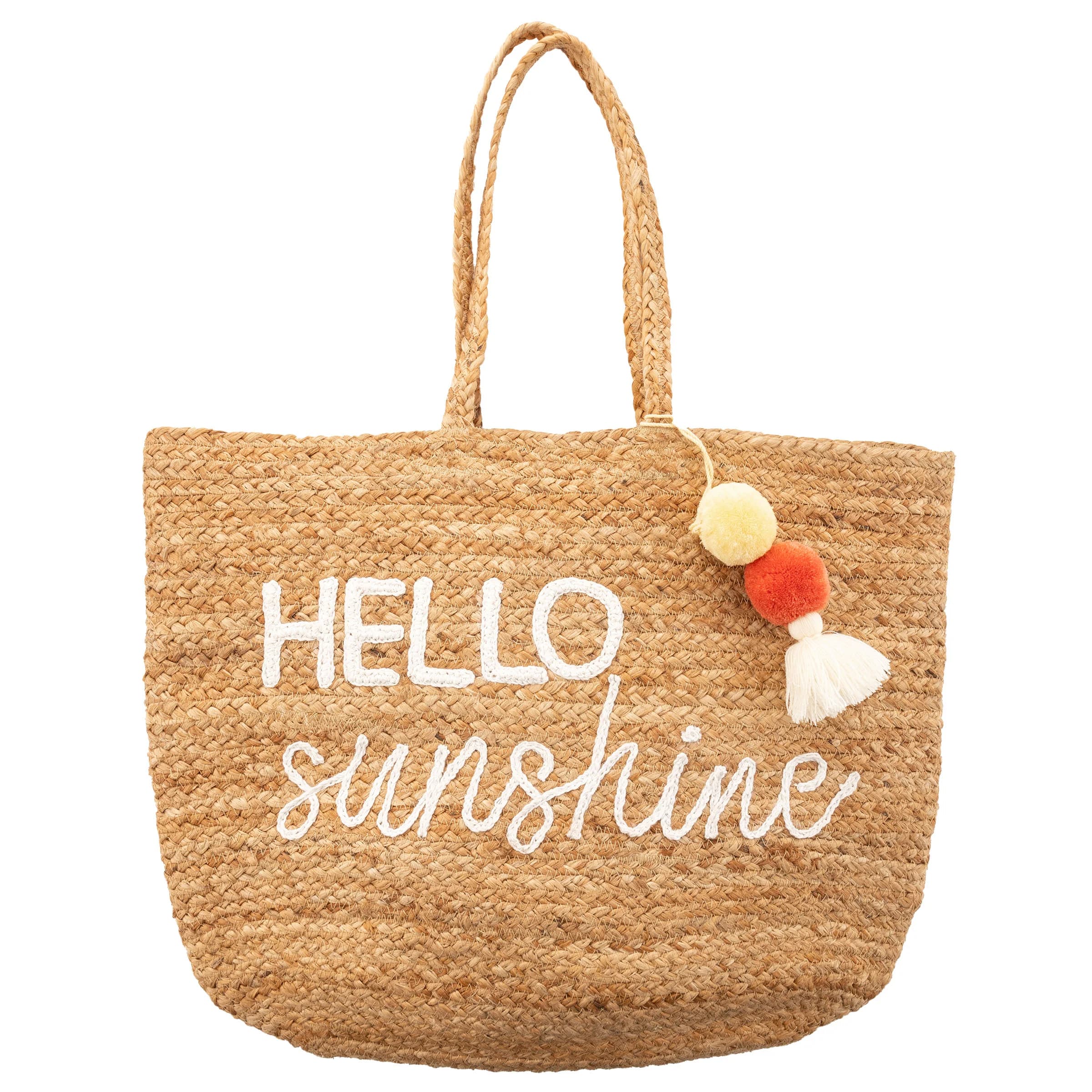 HELLO NATURAL JUTE BEACH BAG