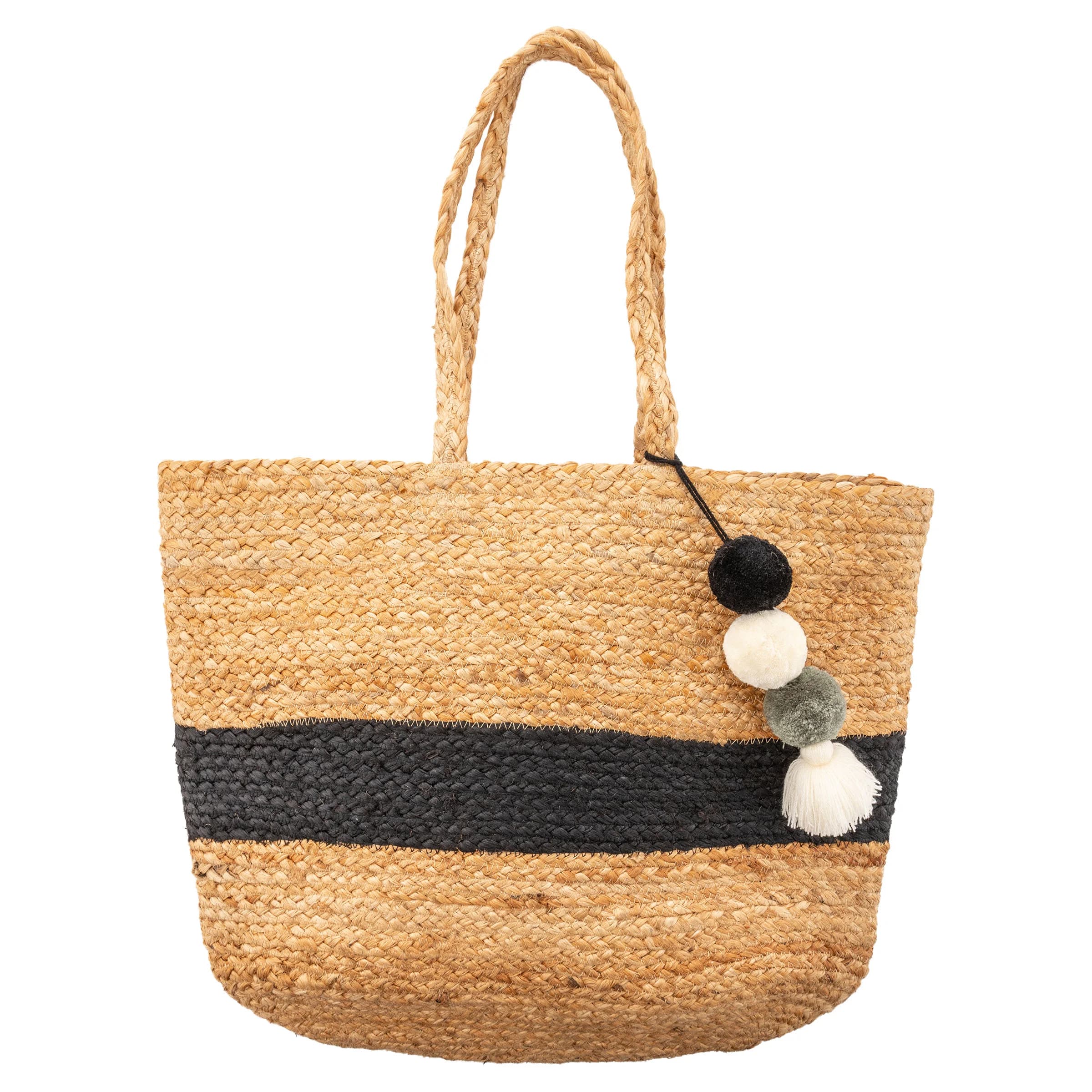 NATURAL JUTE BEACH BAG TOTE WHITE